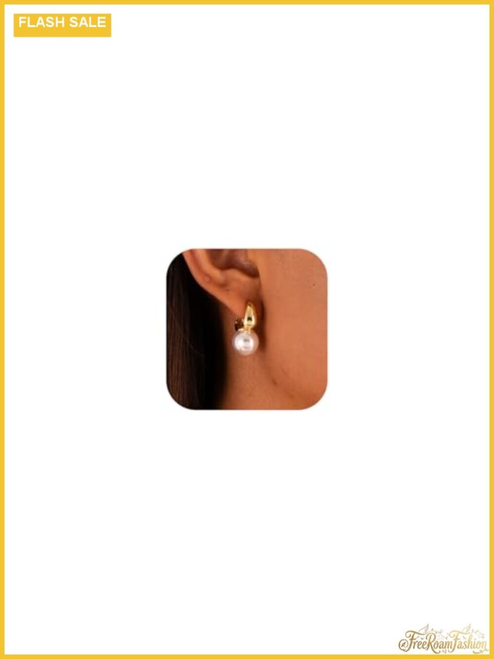 Pearl Drop Earrings 14K Gold Plated Dangle Hoops Women